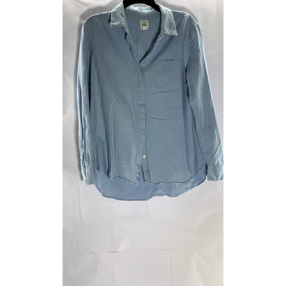 CORELIFE Women's Light Blue Regular-Fit Button-Up Long Sleeve Top SZ L